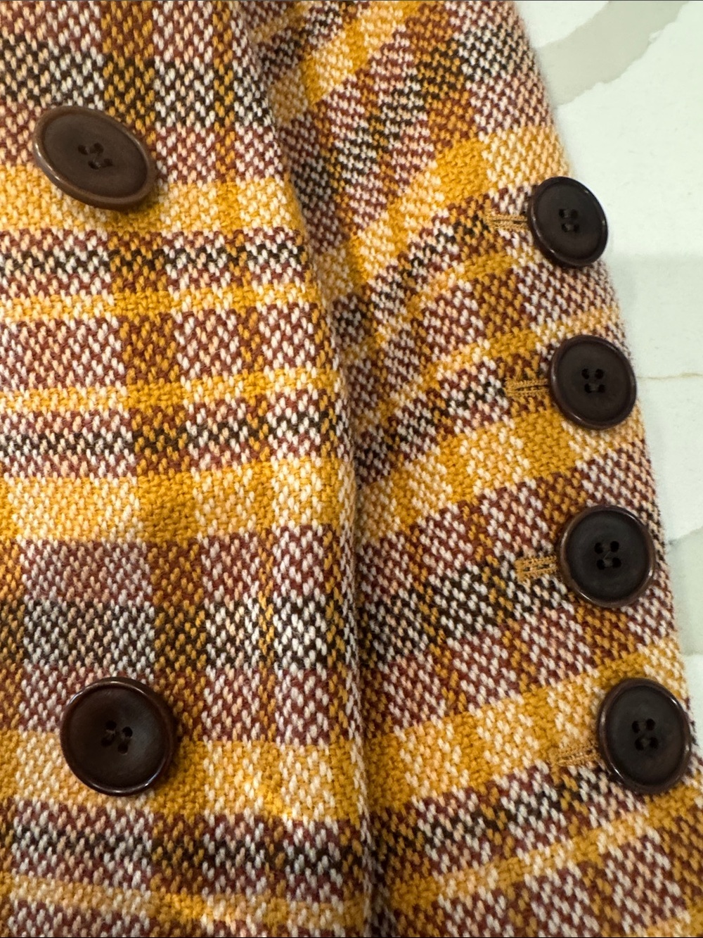 Escada Vintage Wool Orange and Brown Plaid Double-Breasted Blazer EUR 42 US 8 - Picture 5 of 13